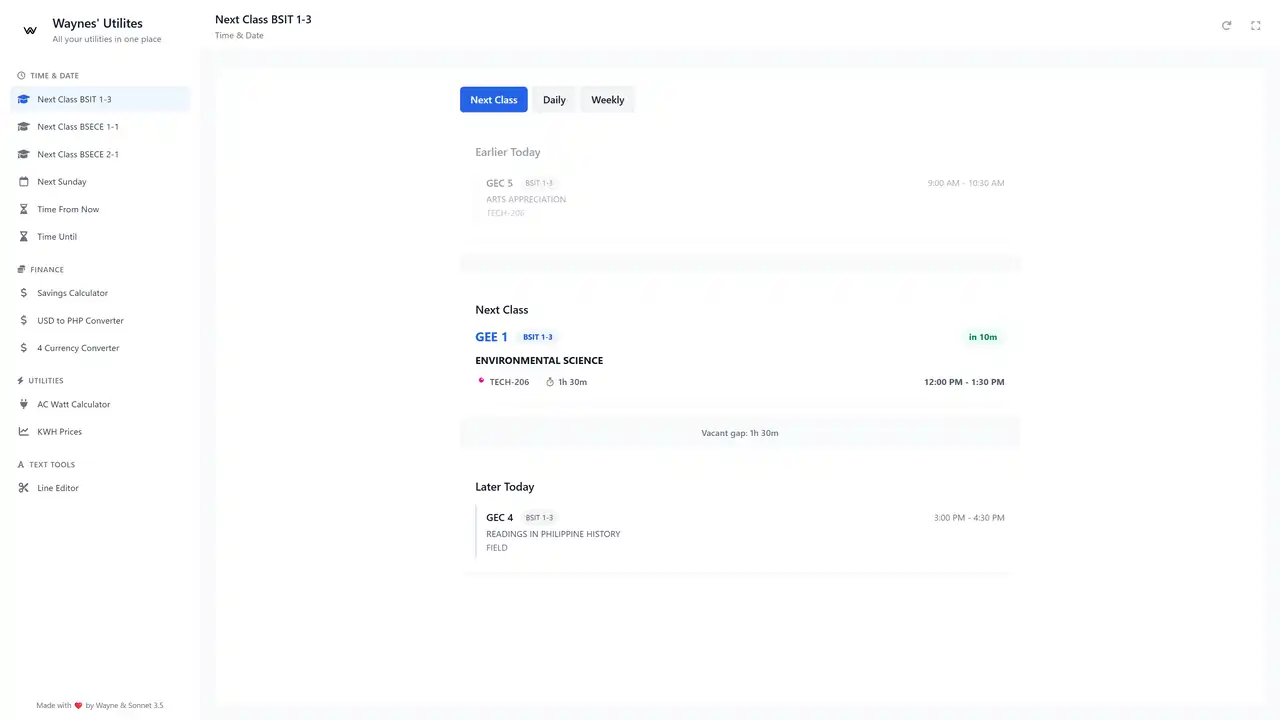 WaynesTools Dashboard Screenshot